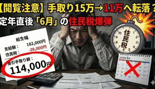 【閲覧注意】手取り11万へ転落？定年直後の「6月」に爆発する住民税の時限爆弾